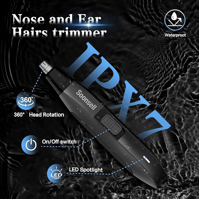 Soonsell Manscape Beard Trimmer for MenIPX7 Waterproof 4 in 1 Men's Grooming KitBall ShaverNose Hair ClippersElectric RazorHair Clippers for MenLED DisplayWet/Dry Trimmer
