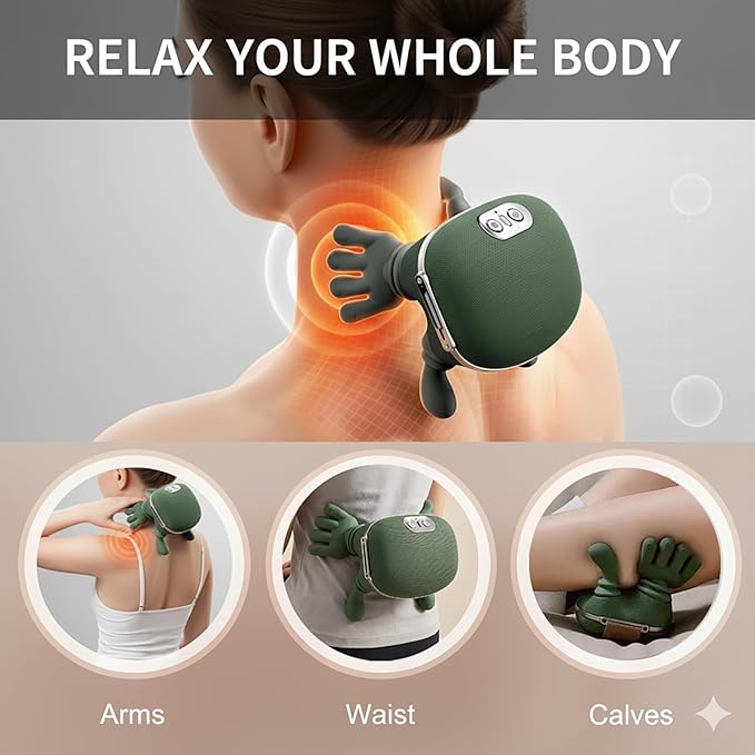 Neck Massager with Heat Shiatsu Massager for Neck and Back with 4D Kneading Portable Electric Shoulder Massager for Pain Relief Rechargeable Deep Tissue Massager for Home Office Travel Use