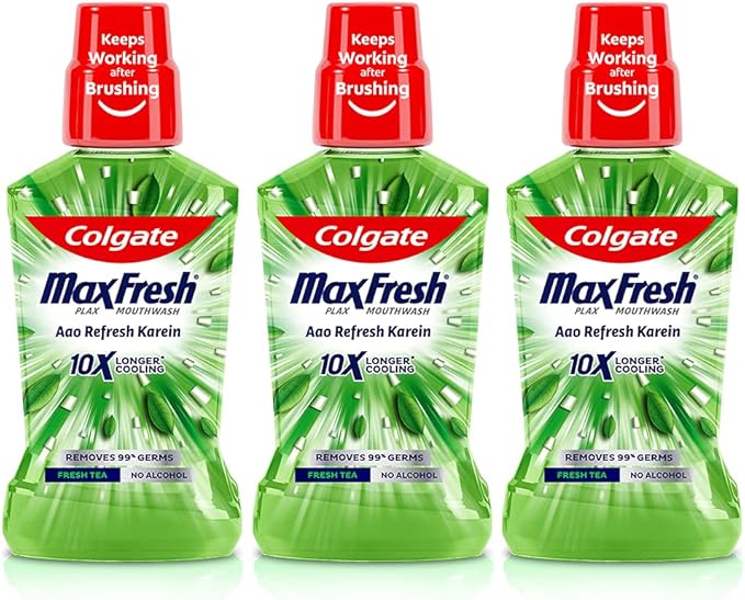 Colgate Plax Fresh Tea Mouthwash 0% Alcohol - 750 ml (250 ml - Pack of 3)