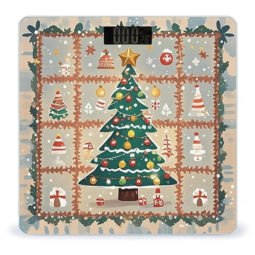 Christmas Tree Mat Smart Scale for Body Weight Accurate Bathroom Scale with LED Display Digital Weight Scales Weighing Machine High Precision Scales for Bath Home