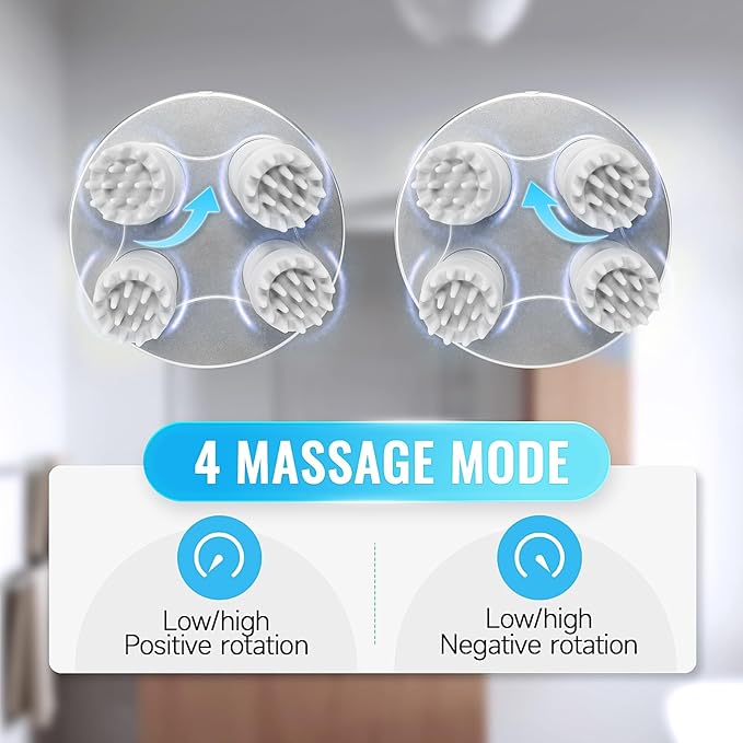 Electric Scalp Massager Cordless Hair Scalp Massager Portable Head Scratching Massager with 4 Modes Vibration Comb for Hair Growth Deep Cleansing and Stress Relaxation