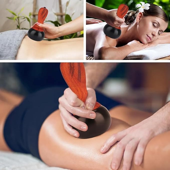 Hot Stone Electric Massager Electric Gua Sha Massager Bian Stone Guasha Tool Massage Basalt Hot Stones with Heater Kit for Massage Home SPA Relaxation Treatment Pain Relief