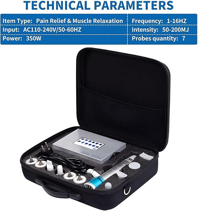 Shock Wave Machine Shockwave Therapy Instrument 7 Massage Heads Meet Various Needs Adjustment Massage Intensity Deep Tissue Massager for Back Shoulder Waist