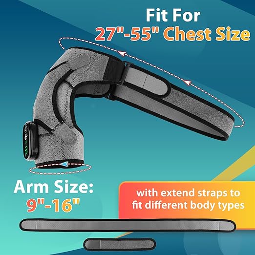 Cordless Portable Shoulder Heating Pad &amp Massager Heating Vibration Shoulder Wrap Shoulder Brace for Pain Relief Rotator Cuff Support for Men &amp Women Black&ampGrey