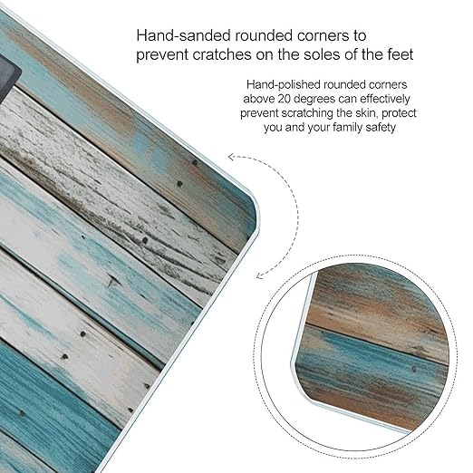 Vintage Beach Wood Old Blue Color Wooden Plank Bathroom Scale Ultra-Bright Liquid Crystal Screen Weight Scale Accurate Bathroom Body Scales for Body Weight Bathroom Pet Home Bedroom Gift-Giving