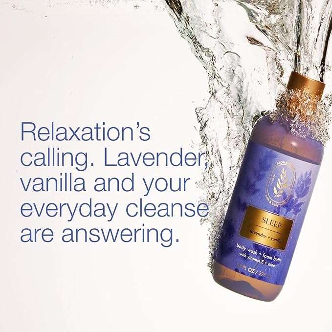 Bath &amp Body Works Lavender Vanilla Body Wash &amp Foam Bath Aromatherapy Cleanser with Vitamin E &amp Aloe Non-Drying &amp Gentle for Daily Use 10 fl oz - 2 Pack
