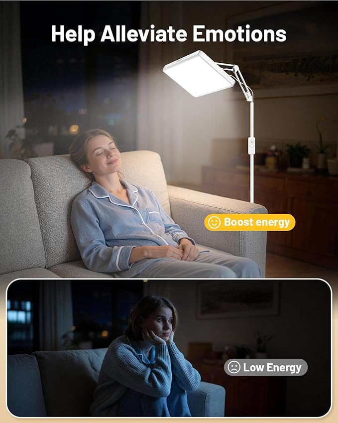 SUXIO Light Therapy Lamp - 12000 LUX Therapy Lights Happy Lamp with Remote Light Box Therapy with 3 Timer &amp 4 Brightness LED UV-Free Daylight Lamp Perfect for Home