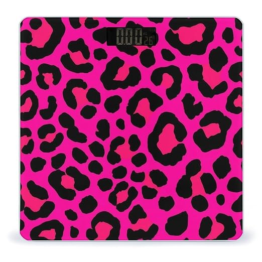 Women's Fashion Automatic Switch Digital Bathroom Weighing Scale Smart Scale Pink Dots Wild Cheetah Leopard Print