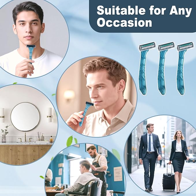 Disposable Razors Bulk Blue Razors Individually Wrapped Bulk With Shaving Cream For Hotels Shelters Homeless Nursing Homes Charities Churches (100-PACK)