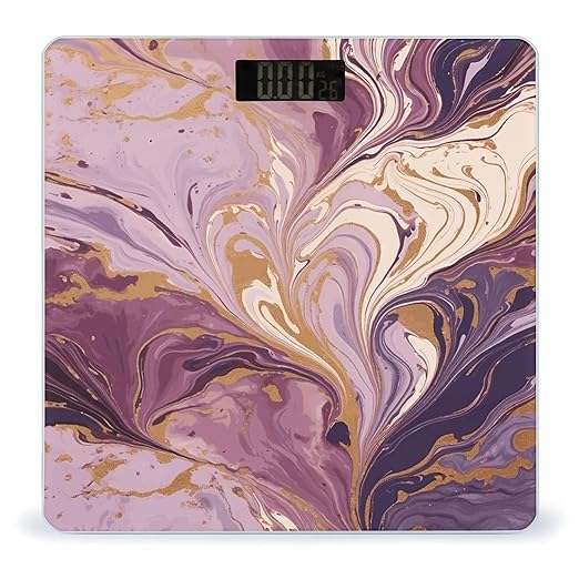 Purple and Gold Marble Scale for Body Weight Digital Bathroom Scale Precision Smart Weighing Scales with Clear LED Display Accurate High Precision Scales Weighing Machine