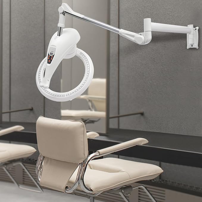 Multifunctional Hair Treatment Machine Wall Mount Orbiting Rotating Hair Care Machine 950W Home Salon Hair Perming Machine for Baking Oil Hair Coloring Hair Perming (White)