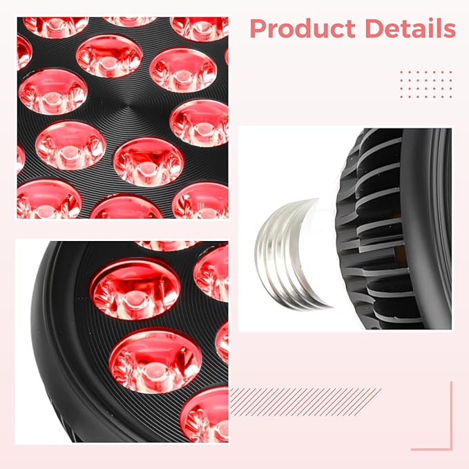 Red Light Therapy Bulb 660Nm 850Nm 54W E26/E27 18 Led Dual Chip Skin Care &amp Discomfort Relief
