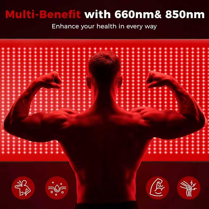 Full Body Red Light Therapy Mat 2in1 LEDs (660nm&amp 850nm) Red Light Therapy Blanket 76.8” x 33.4” Premium Material Adjustable Timer &amp Intensity