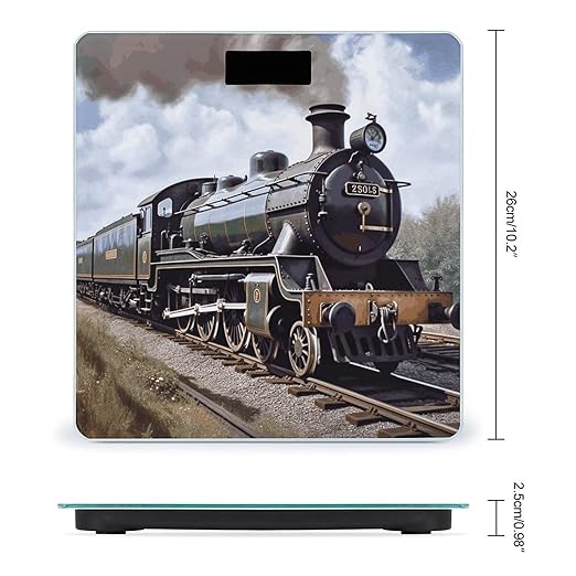 Steam Locomotive Train Bathroom Scale for Body Weight Bathroom Weighing Scale with Backlit LCD Display Highly Accurate Measures Weight Up to 180kg