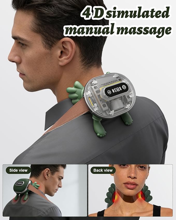 Neck Back Massager Neck and Back Massager with Heat Long-Lasting Bionic Electric Shiatsu Deep Tissue Neck Massager Cordless LCD Battery Display for Home &amp Office Gift for Women Men