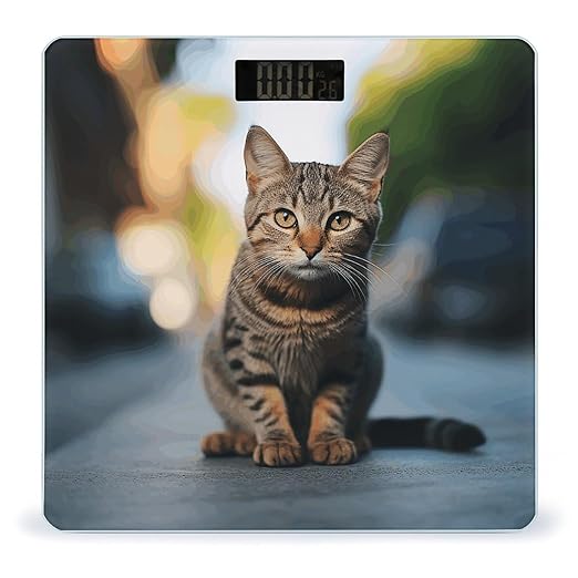 Brown Tabby Kitten Bathroom Scale for Body Weight Bathroom Weighing Scale with Backlit LCD Display Highly Accurate Measures Weight Up to 180kg