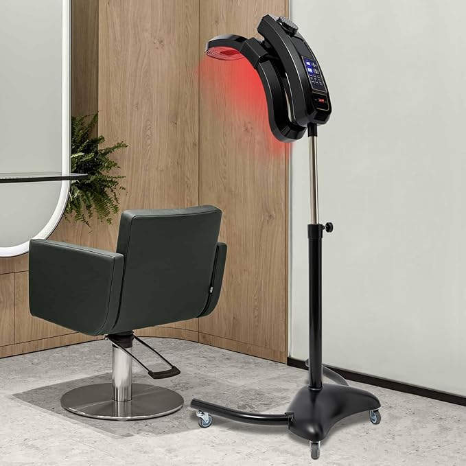 Professional Standing Hair Dryer 900-950W Salon Vertical Hairdressing Heater Intelligent Temp &amp Time Control 45°/90°/180° Adjustable Angle 360° Rotation Black Vertical Hairdressing Heater