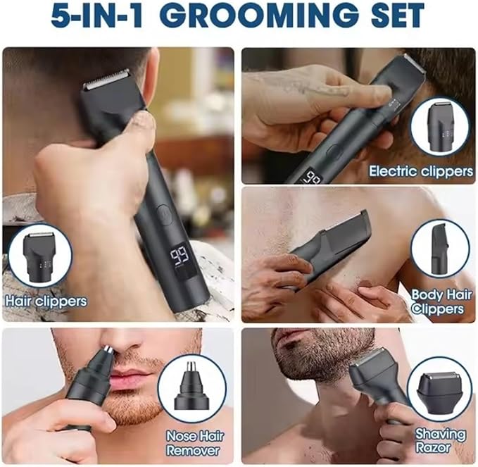 Compatible With Xiaomi 5-in-1 IPX6 Waterproof Electric Trimmer for Men Rechargeable Cordless Body Beard &amp Hair Clipper Shaver Grooming Kit