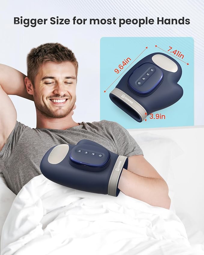 COMFIER Cordless Hand Massagerwith Heat and Compression Updated Bigger Electric Hand Massage for Arthritis and Carpal TunnelWrist Massage Used at HomeOffice for WomenMenBlue