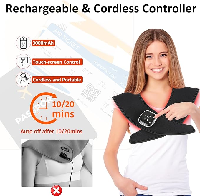 Sales Clearance All-in-One Cordless Red Light Therapy for Neck Shoulders and Back 850nm Infrared Therapy Heating Pad with Timer for Joints &amp Muscle Relaxation Easy Clean