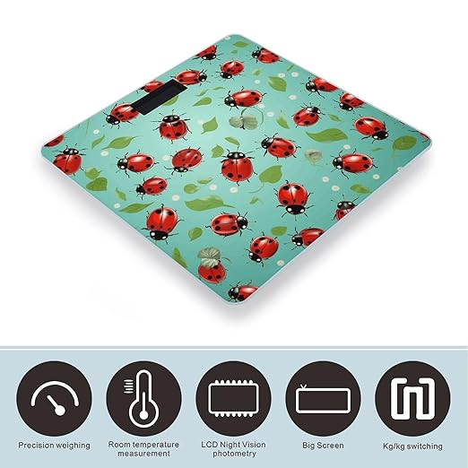 Red Ladybugs Scale for Body Weight Digital Bathroom Scale Precision Smart Weighing Scales with Clear LED Display Accurate High Precision Scales Weighing Machine