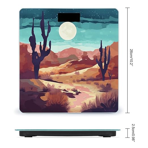Abstract Desert Scenery Bathroom Scale Weight Scale for Body WeightHighly Accurate Digital Weighing Machine Clear LED Display Digital Bathroom Body Scale 400lb/182kg