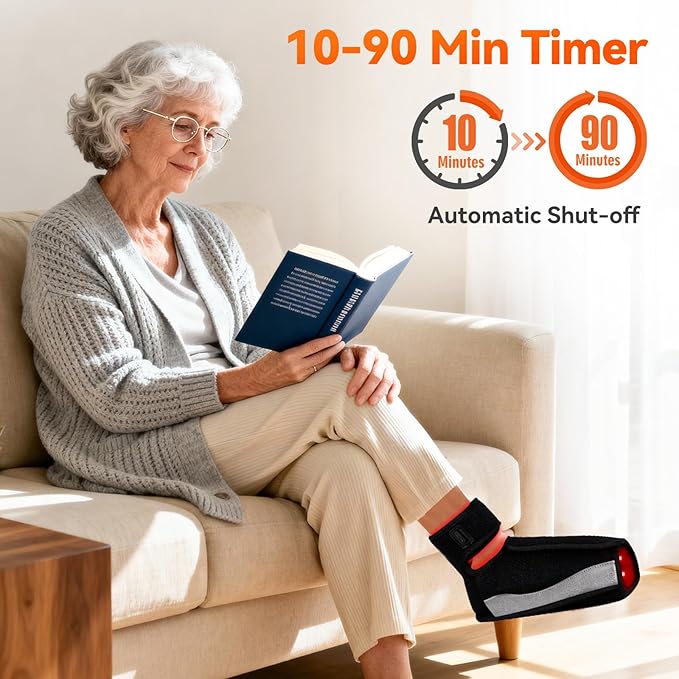 Red Light Therapy for Feet Infrared Light Therapy Feet Wrap with 660nm 850nm Near Infrared 5 Adjustable Brightness Timer 3 Modes for Foot Ankle Heel Up to Foot Size 12 Gift for Women Men