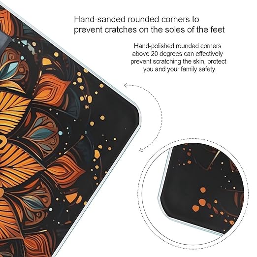 Mandala Scale for Body Weight Sturdy Tempered Glass Weighing Scales with LCD Display Accurate Digital Bathroom Scale Convenient Body Fat Smart Scales Easy Read