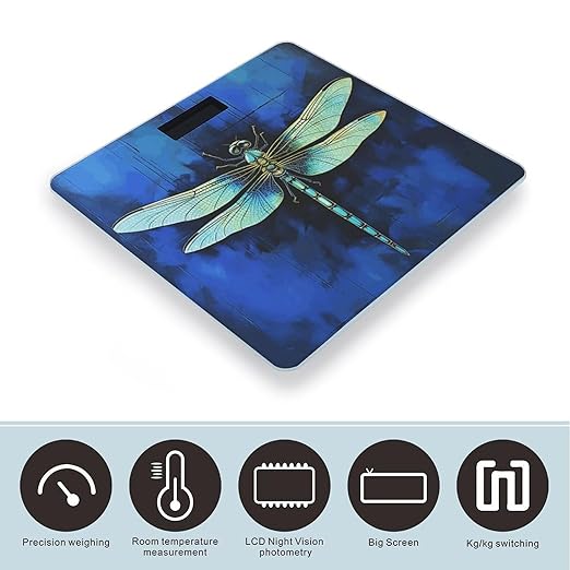 Blue Dragonfly Scale for Body Weight Highly Accurate Digital Bathroom Body Scale Digital Bathroom Scales for People Anti-Slip Large LCD Display Smart Scales