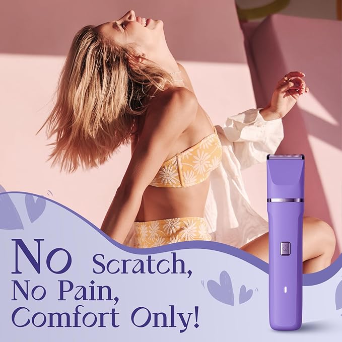 Electric Razors for Women - IPX7 Waterproof Pubic Hair Remover for Shower &amp Travel 3-in-1 Bikini Trimmer with Body/Round/Curved Heads Hypoallergenic Foil &amp Ceramic Blades Self-Care Gifts fo