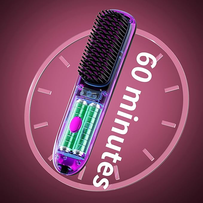 Go Brush Pro Hair Straightener Portable Go Brush Pro Cordless Hair Straightener Comb 3 Temperature Control Settings Rechargeable for Travel and Everyday Use (White)