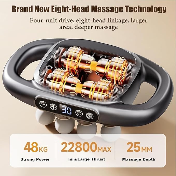 16-Head deep Tissue Massager 2026 Upgraded Version Portable 16-Head Massage Gun Set 30 Intensity Levels and 3 Smart Modes Suitable for Neck Shoulders Upper arms and Buttocks(White)