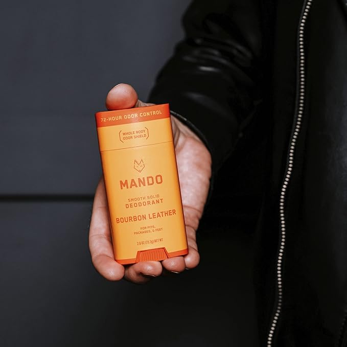 Mando Bourbon Leather Body Deodorant - 72 Hour Odor Control Aluminum Free Baking Soda Free - 3.0 Oz Tube and 2.6 Oz Solid Stick