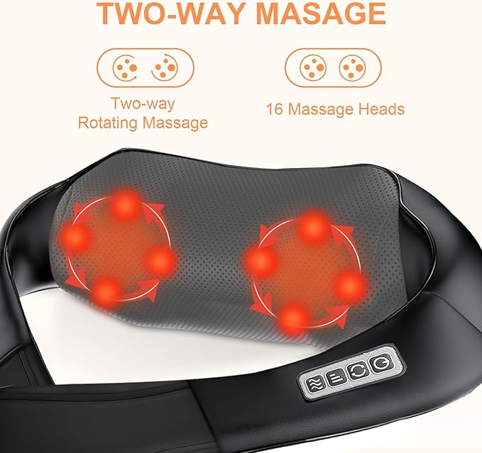 White Elephant Gifts for AdultsNeck MassagerChristmas Gifts for Women Men - Shiatsu Back and Neck MassagerShoulder Massager Deep Tissue with HeatElectric 4D Massage Pillow(NOT Cordless)