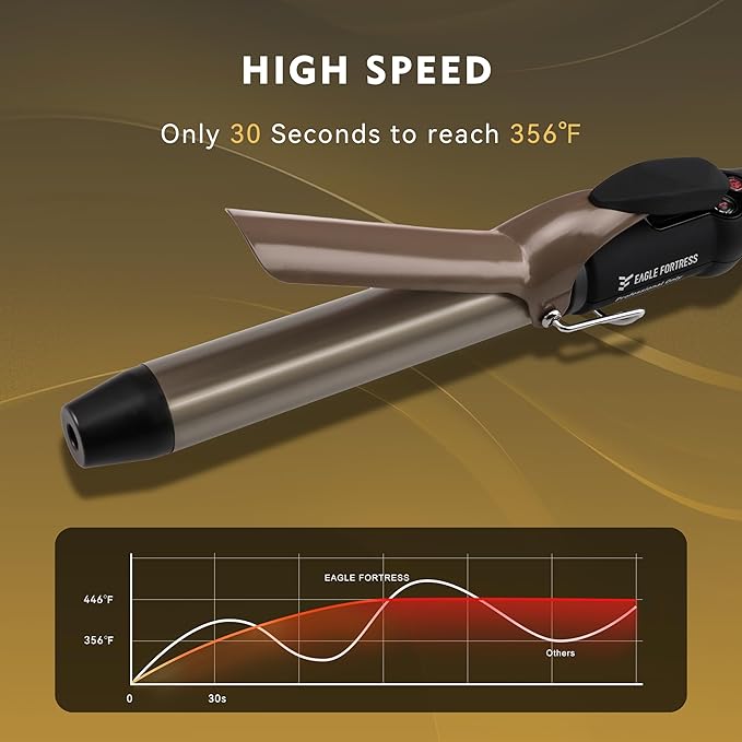 Eagle Fortress Curling Iron 1 Inch | Hair Curler &amp Curling Wand with Digital Display for Smooth Long-Lasting Curls | Fast Heating Ceramic Barrel