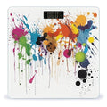 Abstract Paint Splashes Bathroom Scale for Body Weight LCD Display Digital Bathroom Scale Tempered Glass Bathroom Weight Scales Fashion Smart Scales for Home Bedroom 400 Lb