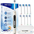 SEAGO Soft Round Electric Toothbrushes with 8 Spin Brush Heads 5 Cleaning Modes Rechargeable Sonic Toothbrush with Timer and Travel Case for Adults and Kids(SG-2607-Beige)