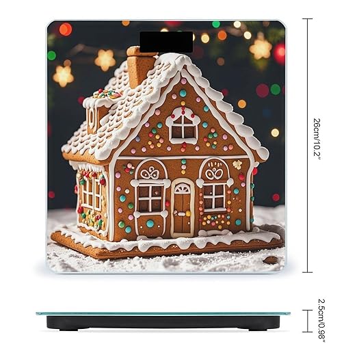 Sweet Gingerbread House Scale for Body Weight Sturdy Tempered Glass Weighing Scales with LCD Display Accurate Digital Bathroom Scale Convenient Body Fat Smart Scales Easy Read