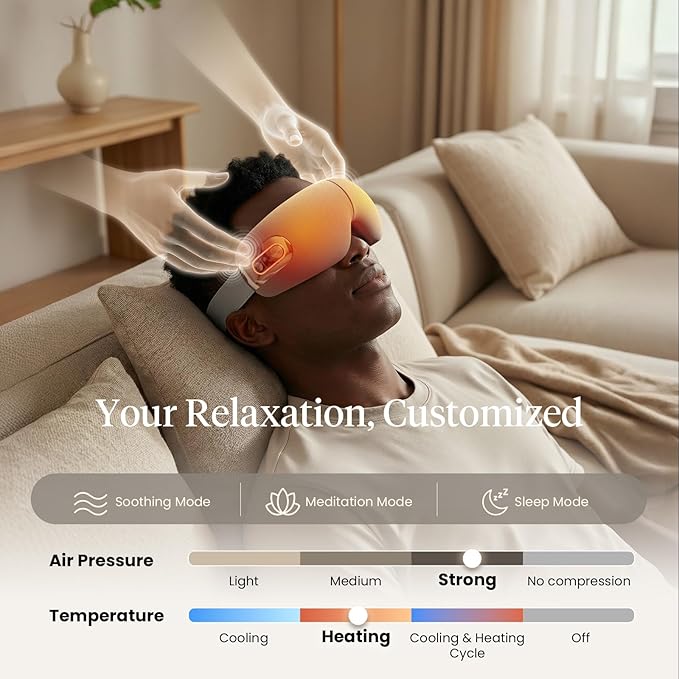 BOB AND BRAD EYEFLOW Eye Massager with Heat &amp Cooling FSA Eligible and HSA - Semiconductor Cold Compress Eye Mask for Migraines Dry Eyes &amp Dark Circles Heated Temple Massager for Headaches
