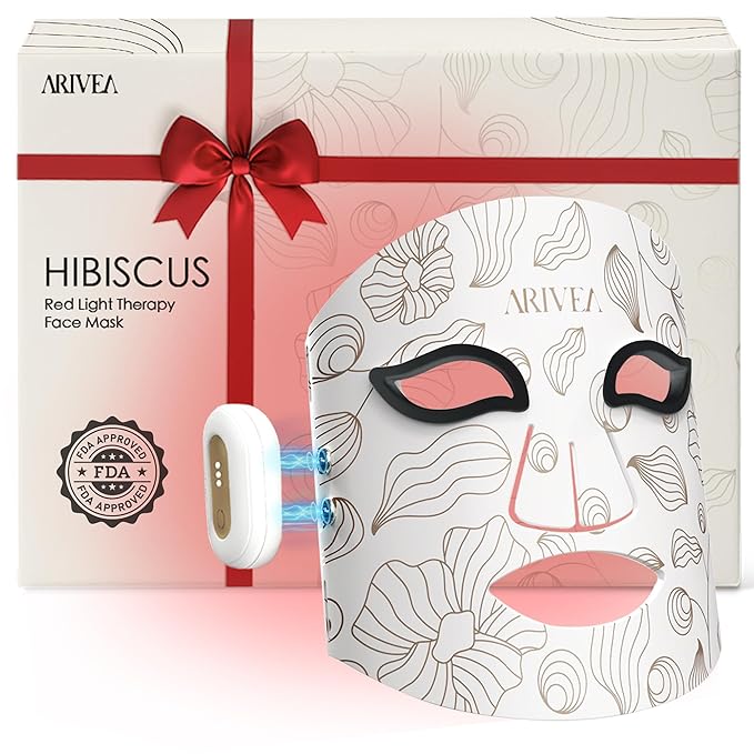 ARIVEA Red Light Therapy Mask for Face - 3 Modes LED Face Mask with Red Blue &amp Infrared Wireless &amp Rechargeable Light Therapy Device for Skin Care Wrinkle &amp Anti-Aging Home &amp Trave
