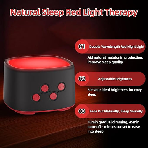 2-in-1 Red Light for Sleep with White Noise Red Light Relaxation Lamp Ideal for Bedroom Meditation Naps Yoga and Travel