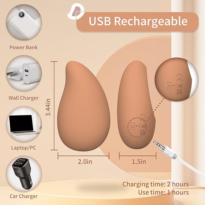 Handheld Cordless Massager for Shoulder Neck and Back Soft Rechargeable Waterproof Relaxation Muscles Massage Tool - for Soothing Pain Tension Stiffness and Fatigue - Brown