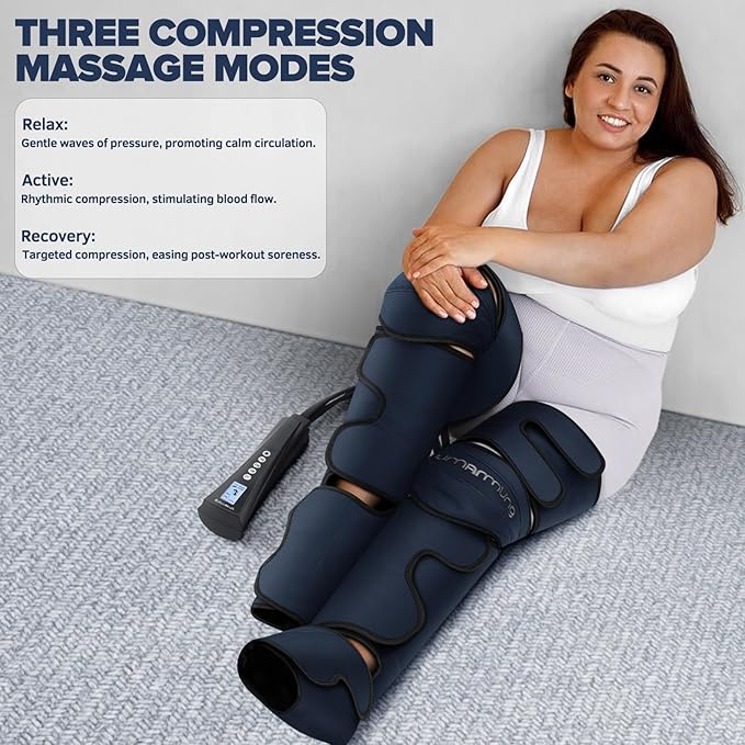 Air Compression Leg Massager with Heat - Ideal Christmas Mother's Day and Father's Day Gifts for Men Women Dad Mom - Relieves Foot and Knee Pain Eases Varicose Veins Cramps Swelling and Edema