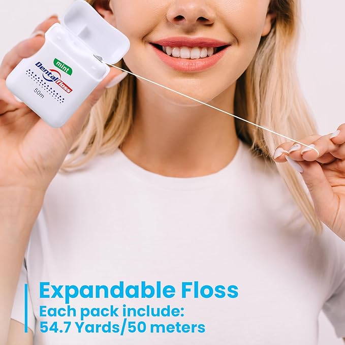 Geiserailie 72 Pack Dental Floss Bulk Mint Flavored 50m Each Travel Dental Floss Waxed Oral Care for Teeth and Gum Protection(Multicolor)