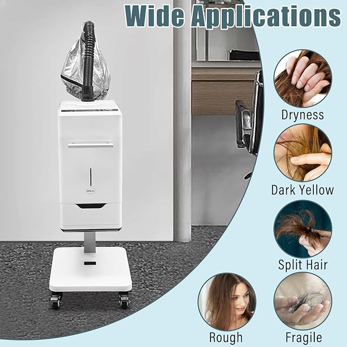 Nano Hair Steamer Anion Hair Color Processor 110V 500W Professional Hair Care Hair Repair Salon Spa Kit with Wheels Vertical Nano Hair Steamer Machine Beauty Salon Hair Steamer