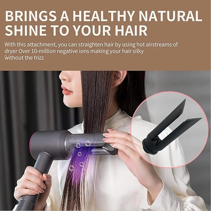 Upgraded Hair Straightener Attachment for Dyson HD01 HD03 HD08 HD15 HD16 Smooth Hair Style with Less Damage and Breakage Hair Styling Straighten Nozzle (Pink)