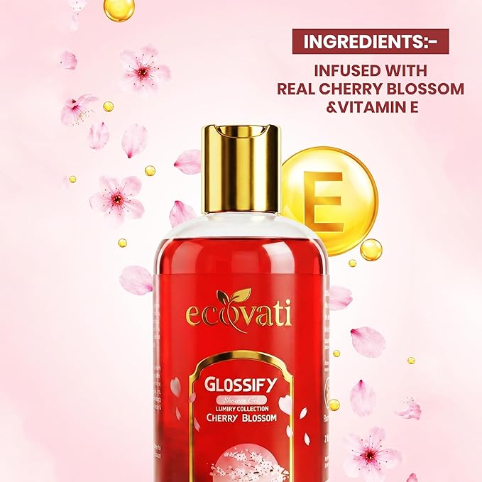 Glossify Shower Gel Cherry Blossom Luxury Collection 300ml Ultimate Moisturization Deep Cleansing Super Soft Foam