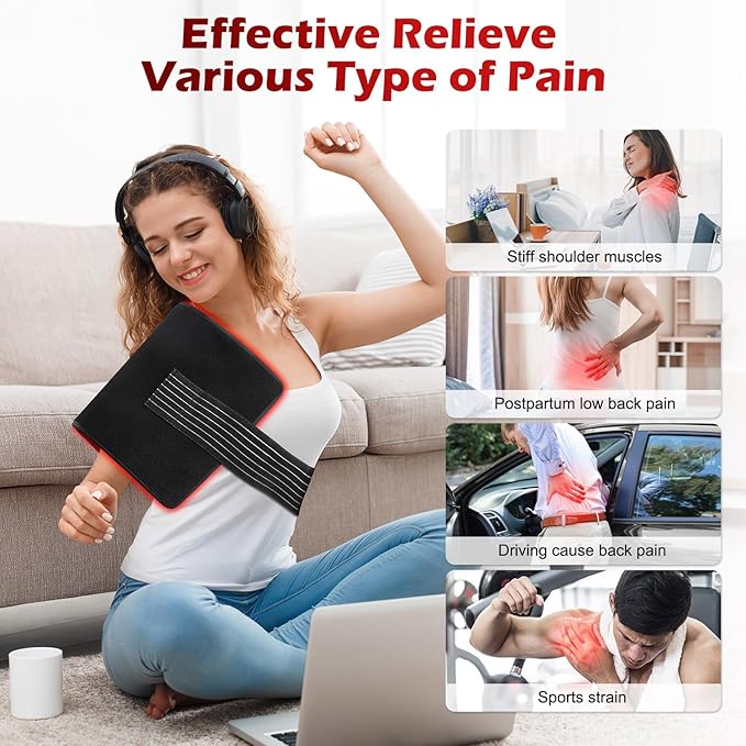 Red Light Therapy for Body 24 x 12 Large Infrared Red Light Therapy Belt Pad with Timer for Back Belly Shoulder Muscle Pain Relief 32W Portable 660nm 850nm Home Heating Light Therapy
