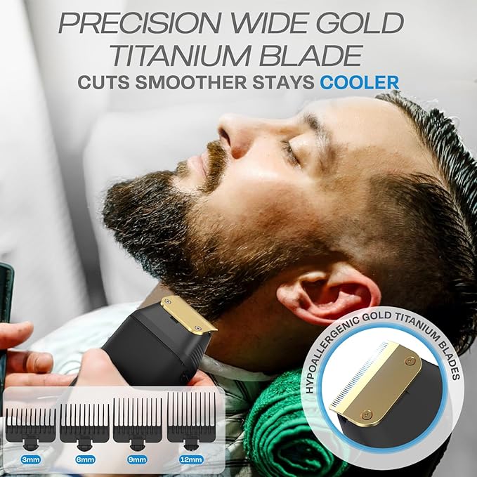 HUMMINGBIRD MK17 DualPro Foil Shaver &amp Beard Trimmer for Men – Gold Titanium Blades Digital Display Wet/Dry USB-C &amp Wireless Charging Dock with One Additional Trimmer Replacement Blade
