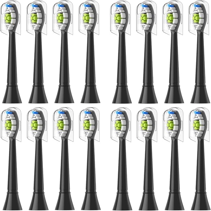 Replacement Toothbrush HeadsCompatible for with Electric and Other Snap-On Handles(16pcs Black)